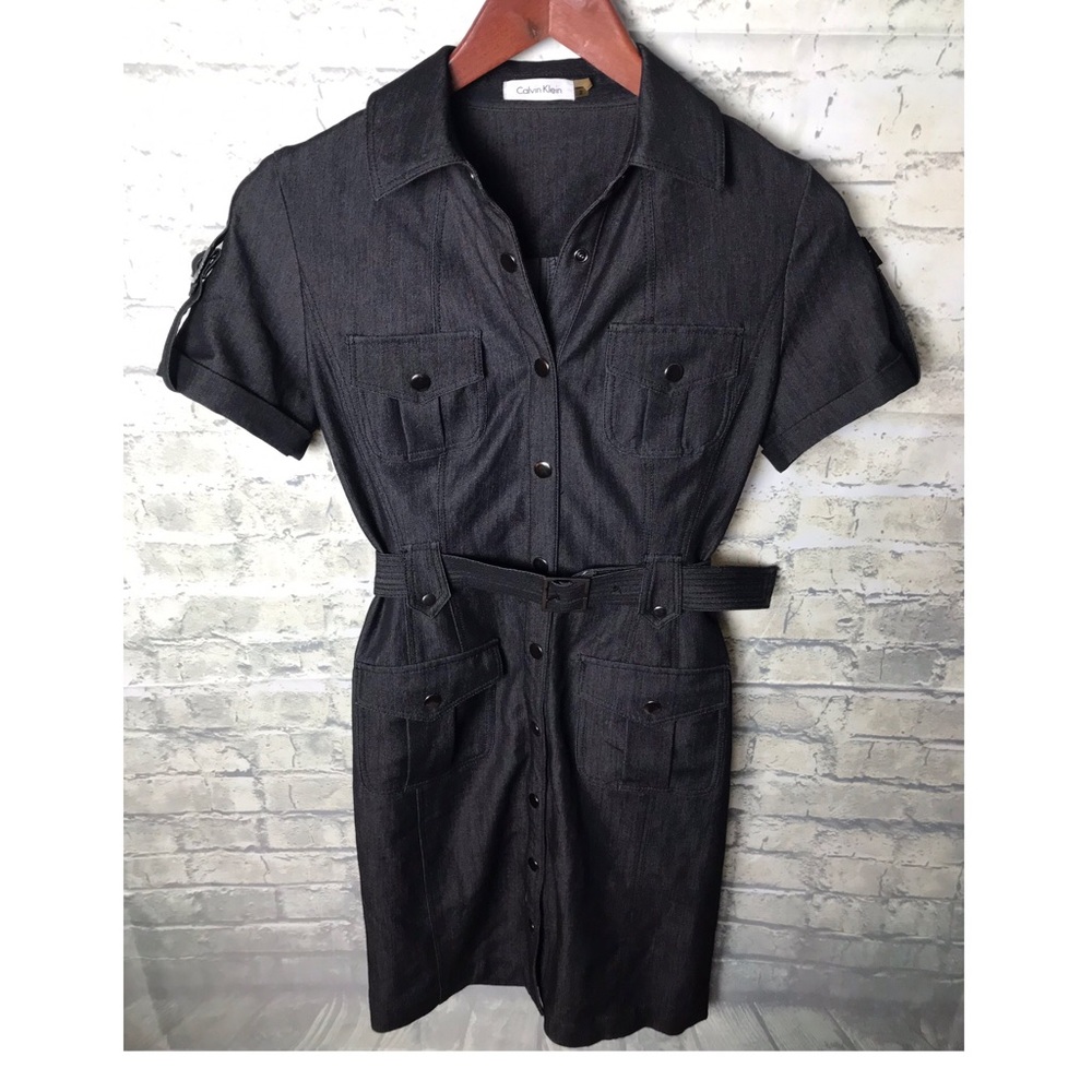 Calvin Klein s: 2 dark wash Denim button up dress